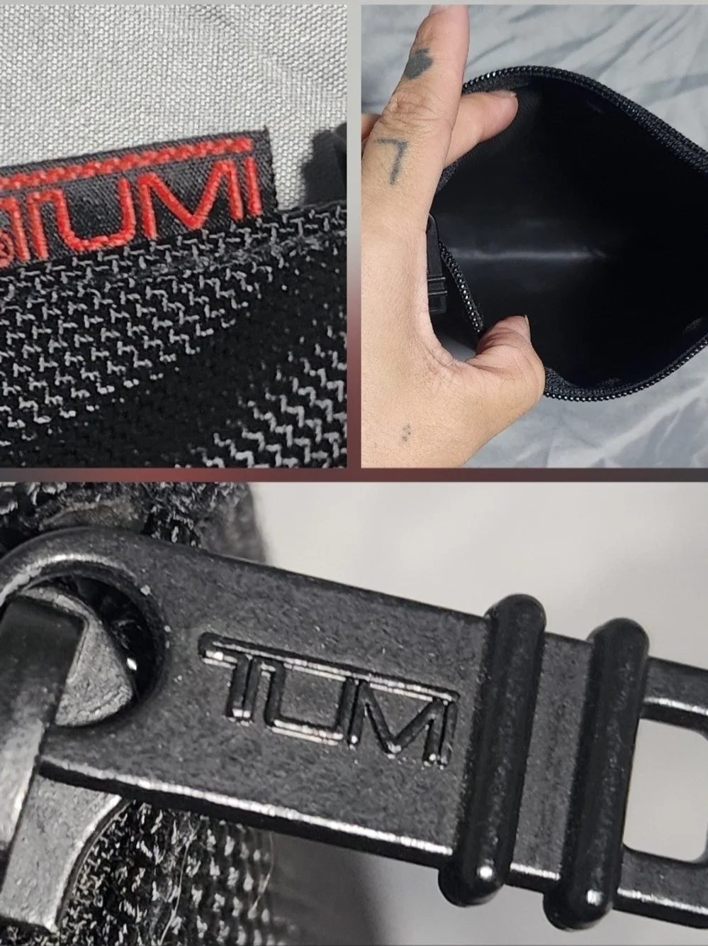 NWOT Tumi Black Nylon Zip Around Travel Pouch Cosmetic Bag Hygiene Bag Storage